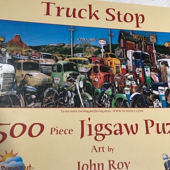 🦩 Jigsaw Puzzle Truck Stop 500 Piece Sunsout - Picture 2 of 7